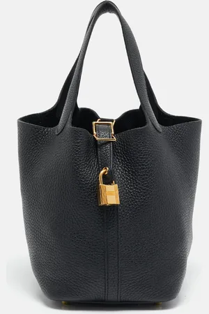 Hermès Hermès Noir Taurillon Clemence Leather Picotin Lock 18 Bag