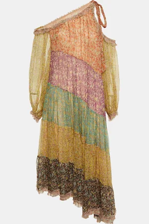 ZIMMERMANN Floral Print Silk Paneled Carnaby Midi Dress M