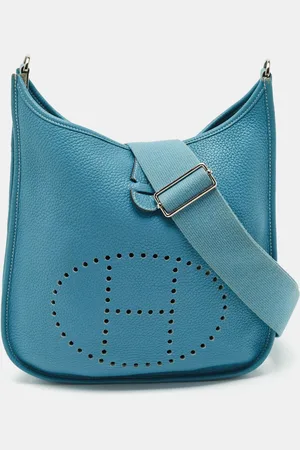 Hermès Bleu Jean Taurillon Clemence Leather Evelyne III PM Bag