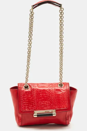 Diane von Furstenberg Leather and Snakeskin Leather Mini 440 Shoulder Bag