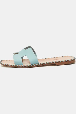 Hermès Leather Oran Flat Slide Sandals Size 37