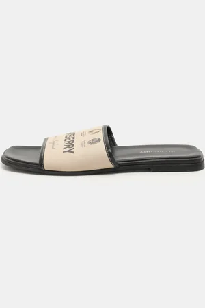 Burberry Canvas Carolyn Logo Flat Slide Sandals Size 39