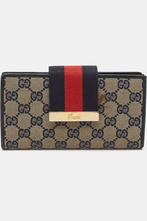 Gucci /Beige GG Canvas and Leather Ladies Web Continental Wallet