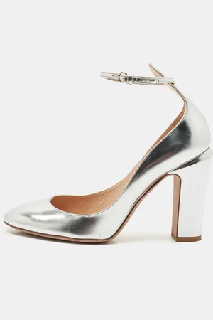 VALENTINO Leather Tango Ankle Strap Block Heel Pumps Size 40