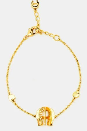 Aigner Crystal Logo Tone Chain Bracelet