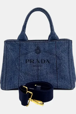 Prada Denim Canapa Tote and Shoulder Bag