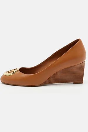 Tory Burch Royal Leather Alice Wedge Pumps Size 36