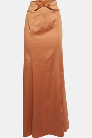 Roberto Cavalli Satin Fit & Flare Maxi Skirt L