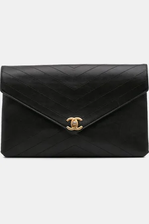 CHANEL CC Chevron Calfskin Envelope Clutch
