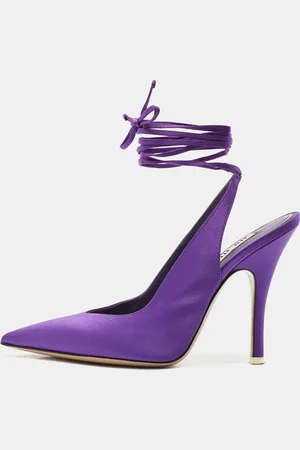 The Attico Satin Venus Pointed Toe Ankle Wrap Pumps Size 38.5