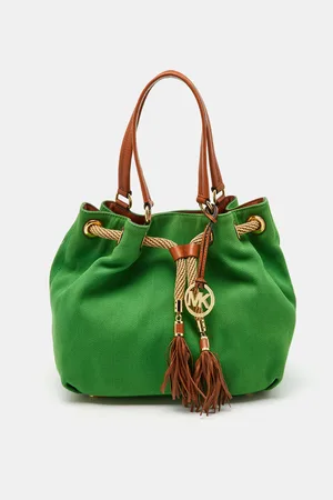 Michael Kors /Brown Canvas and Leather Marina Tassel Tote