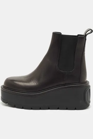 VALENTINO Leather Uniqueform Platform Ankle Length Boots Size 38.5