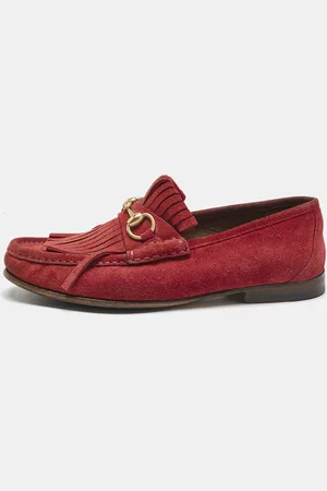 Gucci Suede Fringe Slip On Loafers Size 40