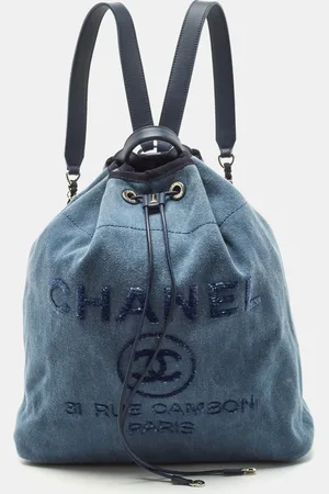 CHANEL Denim and Leather Sequin Embellished Deauville Backpack