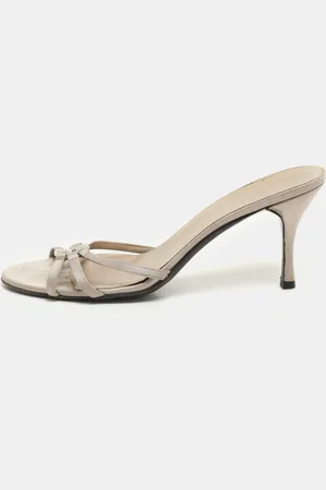 Gucci Satin Embellished GG Slide Sandals Size 38