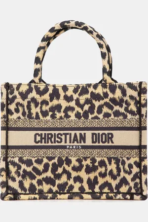 Dior Mizza Embroidered Canvas Leopard Small Book Tote