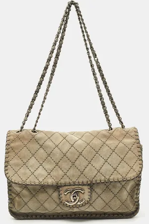 CHANEL Quilted Suede Jumbo Whipstitch Classic Single Flap Bag