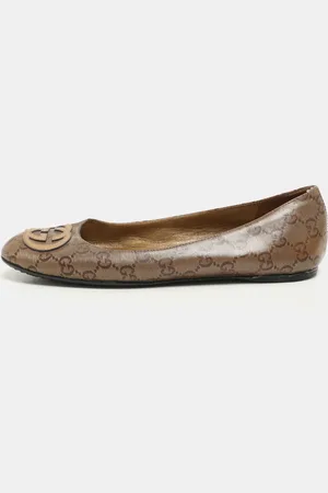 Gucci GG Crystal Coated Canvas Ballet Flats Size 37