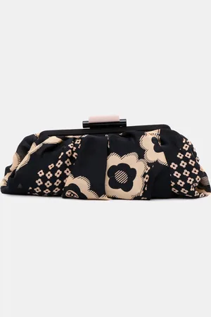 CHANEL Brown CC Silk Camellia Frame Clutch