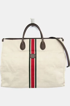 Gucci Off-White Canvas Leather Sherry Shoulder Bag
