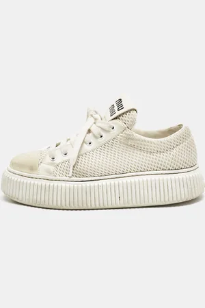 Miu Miu Leather and Mesh Platform Sneakers Size 37.5