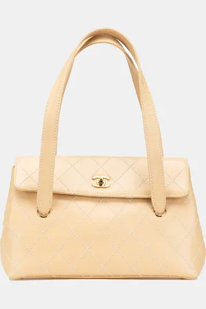 CHANEL CC Calfskin Wild Stitch Flap Shoulder Bag