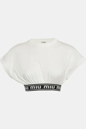 Miu Miu Logo Tape Detail Crop Top XS