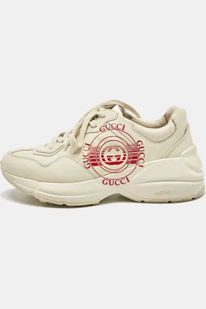 Gucci Leather Disk Print Rhyton Sneakers Size 38