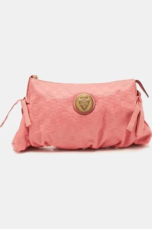Gucci Ssima Leather Large Hysteria Clutch