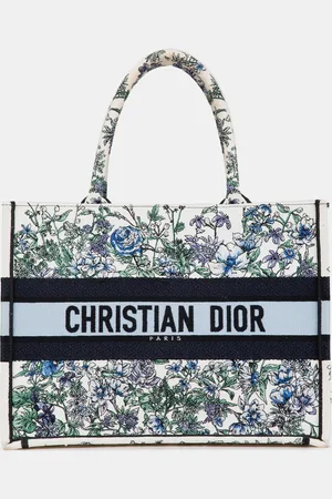 Dior Canvas Embroidered Medium Flowers Book Tote