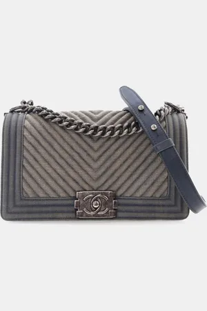 CHANEL Old Medium Chevron Denim Boy Flap