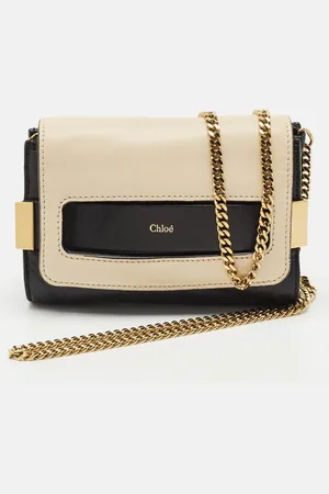 Chloé /White Leather Mini Elle Chain Clutch
