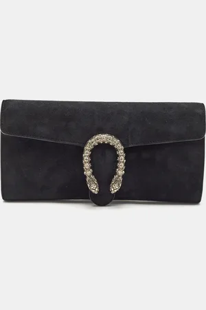 Gucci Suede Dionysus Crystals Flap Clutch