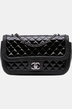 CHANEL Medium Quilted Patent and Lambskin Classic Twist Flap