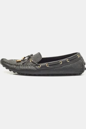 LOUIS VUITTON Monogram Empreinte Leather Gloria Loafers Size 39