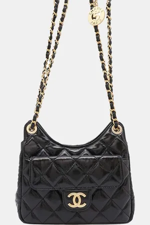 CHANEL Vintage Calf Leather Matelasse Hobo Chain shoulder Bag
