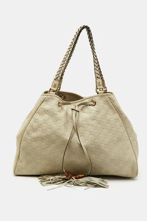 Gucci Ssima Leather Large Peggy Drawstring Tote