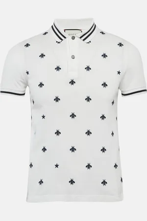 Gucci Cotton Pique Bee Embroidered Polo T-Shirt XS