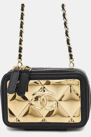 CHANEL /Gold Lambskin Metal Matelasse Cc Logo Shoulder Bag