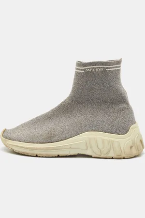 Miu Miu Knit Lurex Fabric Sock Sneakers Size 38