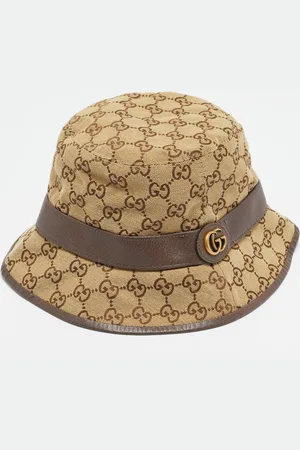 Gucci Brown GG Canvas and Leather Trim Bucket Hat M