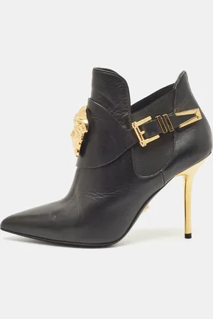 VERSACE Leather Palazzo Ankle Booties Size 37
