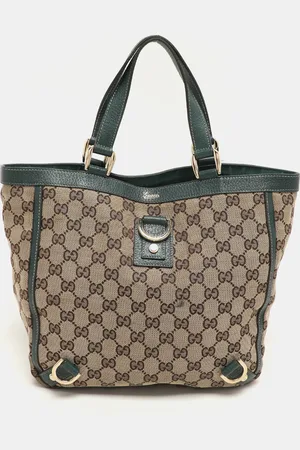 Gucci /Green GG Canvas and Leather Medium Abbey Tote
