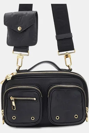 LOUIS VUITTON Noir Calf Leather Utility Crossbody Bag