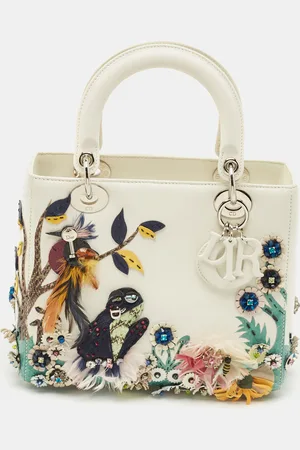 Dior Leather and Snakeskin Medium Embellished Lady Tote