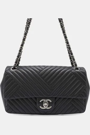 CHANEL Lambskin Chevron Single Flap Chain Shoulder Bag