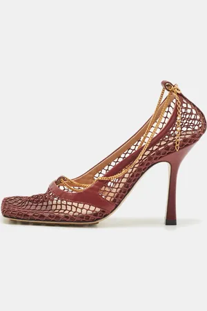 Bottega Veneta Mesh and Leather Chain Stretch Pumps Size 38