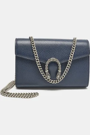 Gucci Navy Leather Mini Dionysus Wallet On Chain