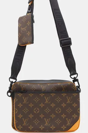 LOUIS VUITTON /Orange/Black Monogram Macassar Canvas Trio Messenger