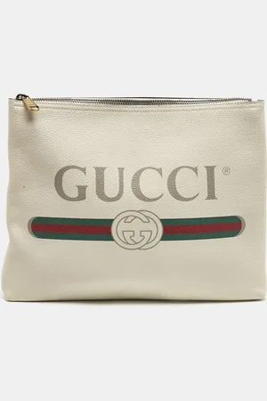 Gucci Off Leather Logo Print Zip Pouch